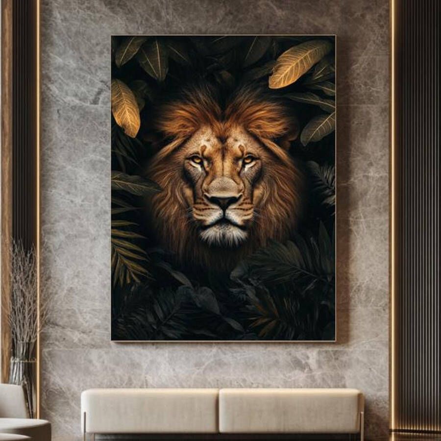 FlexiCanvas Woonkamer Schilderijen Leeuw 60x90cm Abstracte Kunst