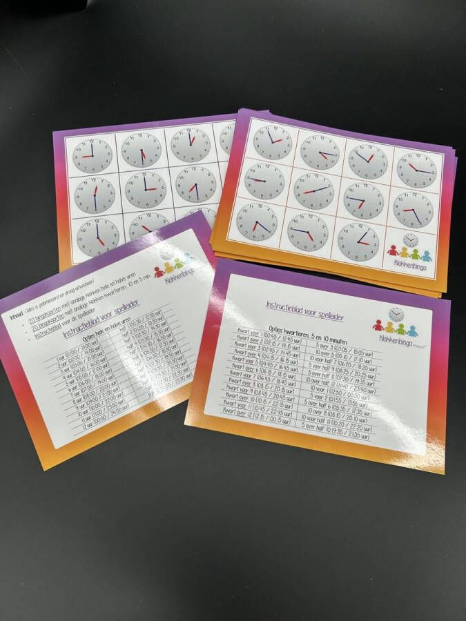 Flexjuf Klokkenbingo (40 bingokaarten!) Hele en halve uren kwartieren 5 en 10 min. educatief spel