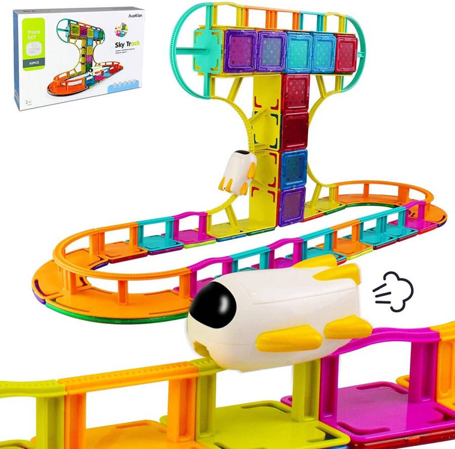 FlexToys Magnetic Tiles Space Shuttle 3D magnetisch speelgoed bouwblokken STEM Speelgoed Jongens en Meisjes 3 Jaar Plus