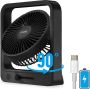 FlinQ Coolcube Tafelventilator Mini Ventilator voor Bureau of Tafel USB Oplaadbaar Draadloos en Roteerbaar Kleine Ventilator Fan met Aanpasbare Snelheden Zwart - Thumbnail 1