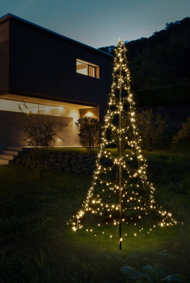 FlinQ Luxxtree Vlaggenmast Lichtketting 6m Warmwit Licht Kerstboom 900 LED-lichtjes Warmwitte kleur Kerstboom verlicht