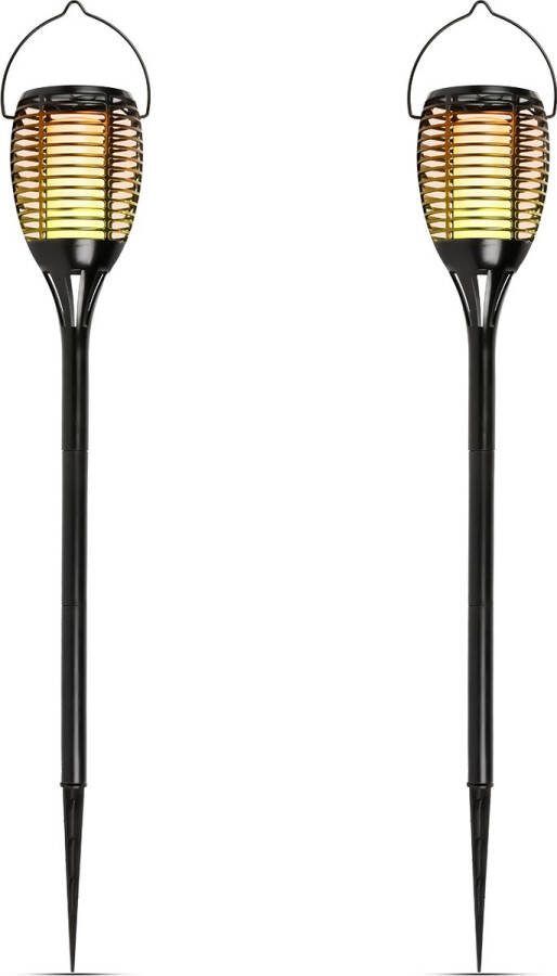 FlinQ Torch Tuinfakkel op Zonne Energie Solar Fakkel Tuinverlichting Tuinlantaarn met LED Gebruik de Lantaarn ook zonder Grondspies Buitenlamp met Vlameffect Sfeervolle Buitenverlichting