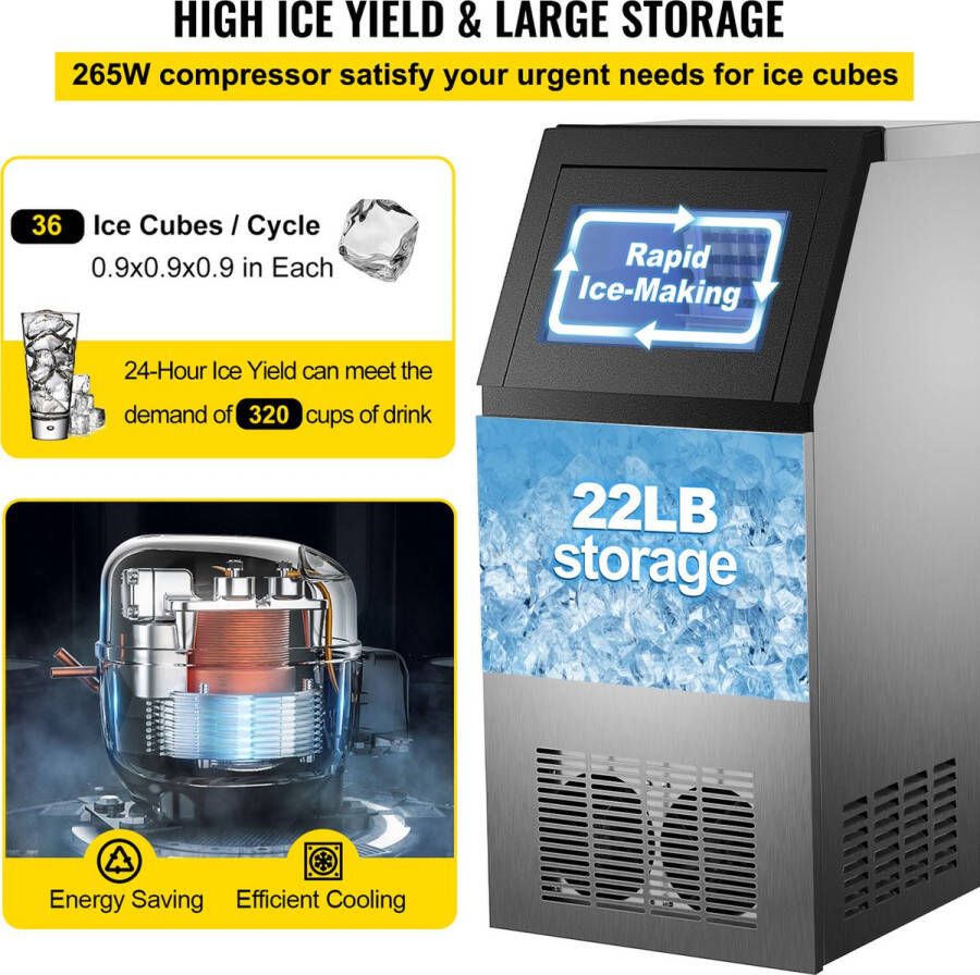 Flitserz Ijsblokjesmachine Commerciële ijsmachine Cube Ice Maker 50kg