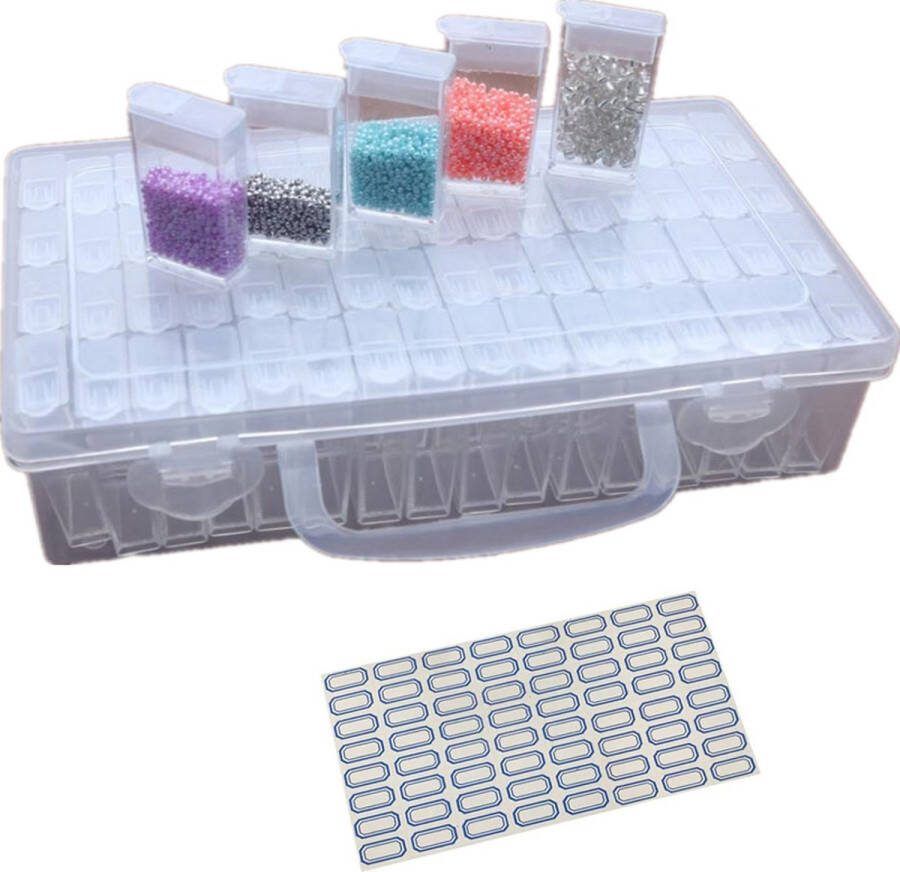 Flokoo Diamond Painting Opbergdoos 64 vakjes Inclusief Stickervel