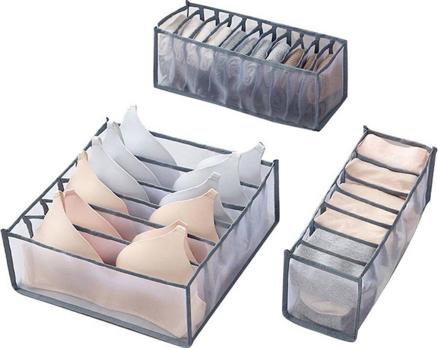 Flokoo Organizers voor BH's Lingerie en Onderbroeken Ondergoed Verdeler 3 Stuks Ladeverdeler Opberger voor Ondergoed Organizer Lade Organizer Sokken Organizer bh Organizer