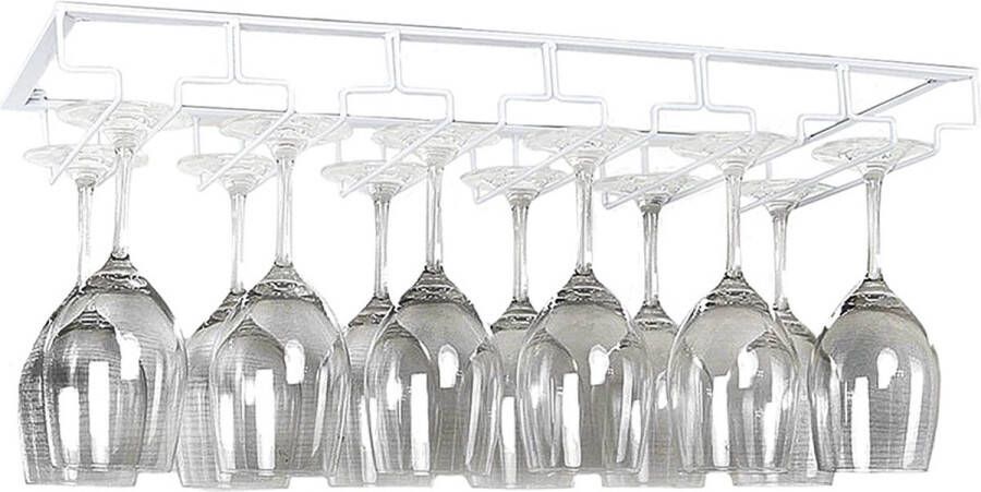 Flokoo Ophangrek Wijnglazen Wit 18 glazen 6 Rijen Wijnglazenhouder Ophangrek Wijnglazen Wijnrek Ophangrek Glazenrek Wijn Glas Rek Wijnglas Houder Wijnglazen organizer Glasophangrek Wijnglas Rek