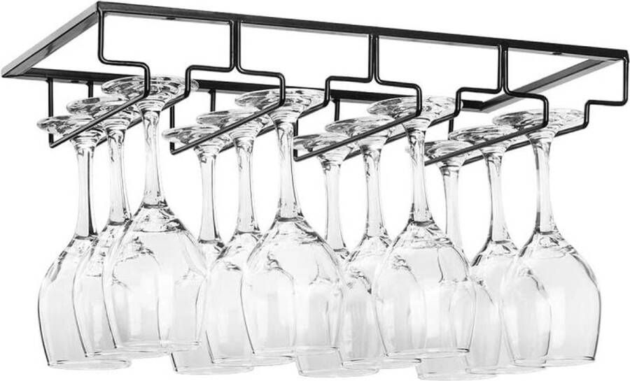 Flokoo Wijnglazenhouder Zwart 12 Glazen 40 cm x 22 5 cm x 6 cm Wijnglazenrek Wijnglazenhouder Ophangrek Glasophangrek Glazenrek Wijnglazen houder Wijnrek