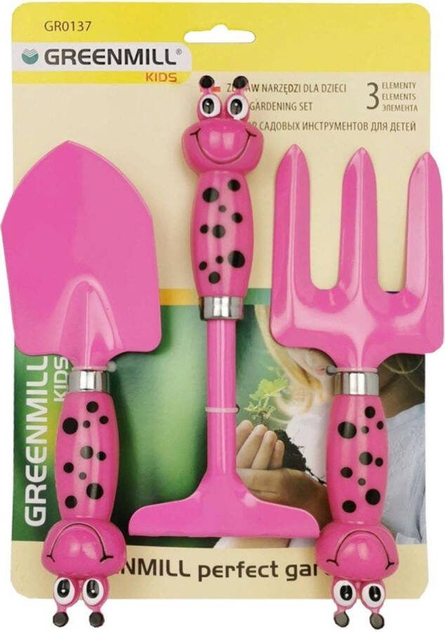 Floraland 3-delige tuingereedschapset voor kinderen voor kinderen tuinspeelgoed vork hark schep