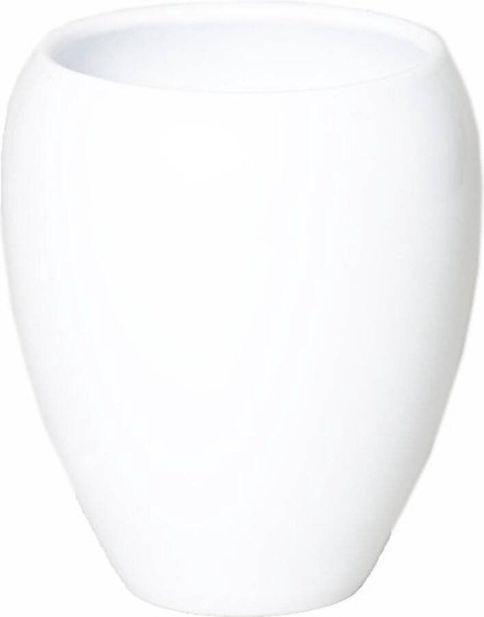 Floran Bloemen vaas vazen glanzend wit van keramiek D16 x H19 cmï¿½- Bloempot plantenpot bloemenvaas