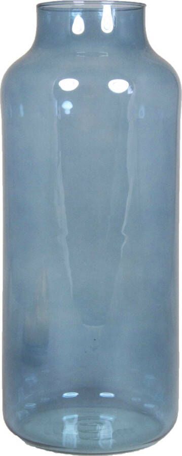 Floran Bloemenvaas Milan transparant blauw glas D15 x H35 cm melkbus vaas met smalle hals Vazen