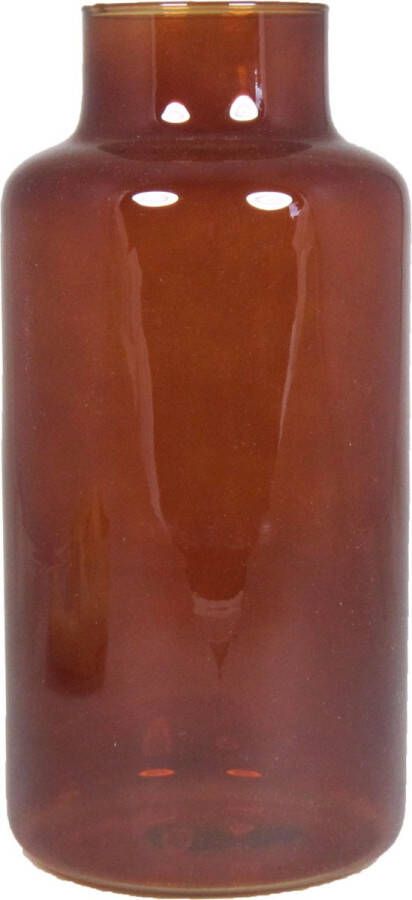 Floran Bloemenvaas Milan transparant bruin glas D15 x H30 cm melkbus vaas met smalle hals Vazen