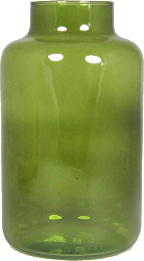 Floran Bloemenvaas Milan transparant groen glas D15 x H25 cm melkbus vaas met smalle hals Vazen