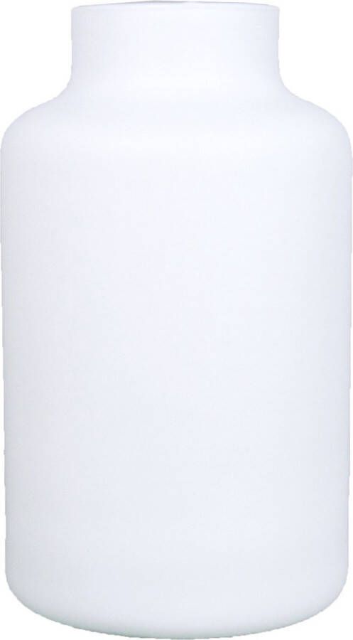 Bela Arte Bloemenvaas Milan mat wit glas D15 x H25 cm melkbus vaas met smalle hals Vazen