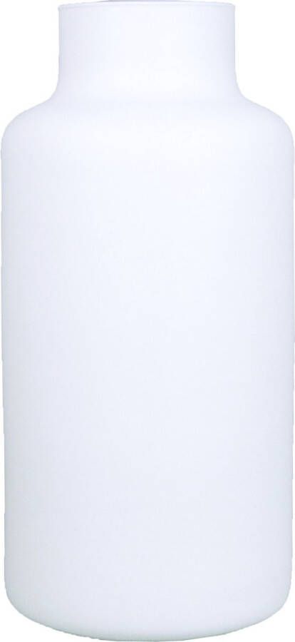 Floran Bloemenvaas Milan mat wit glas D15 x H30 cm melkbus vaas met smalle hals Vazen