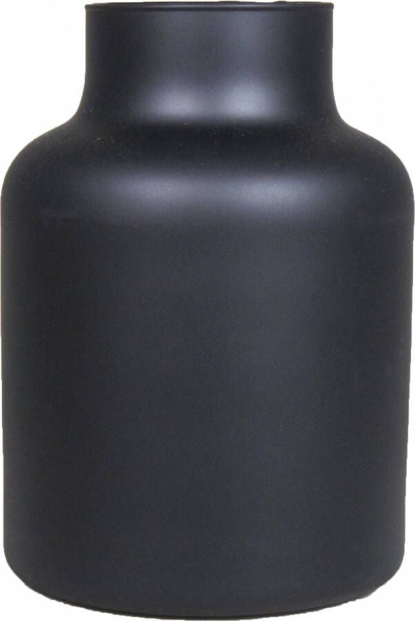 Floran Bloemenvaas Milan mat zwart glas D15 x H20 cm melkbus vaas met smalle hals Vazen