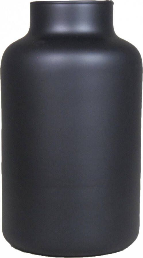Bela Arte Bloemenvaas Milan mat zwart glas D15 x H25 cm melkbus vaas met smalle hals Vazen