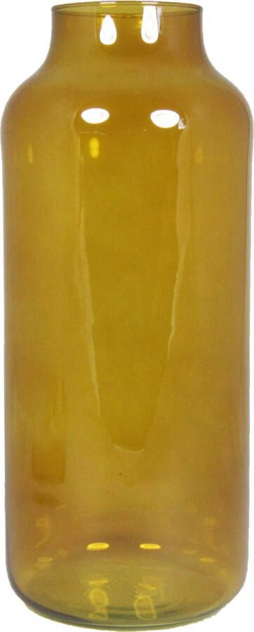 Floran Bloemenvaas Milan transparant oker geel glas D15 x H35 cm melkbus vaas met smalle hals Vazen