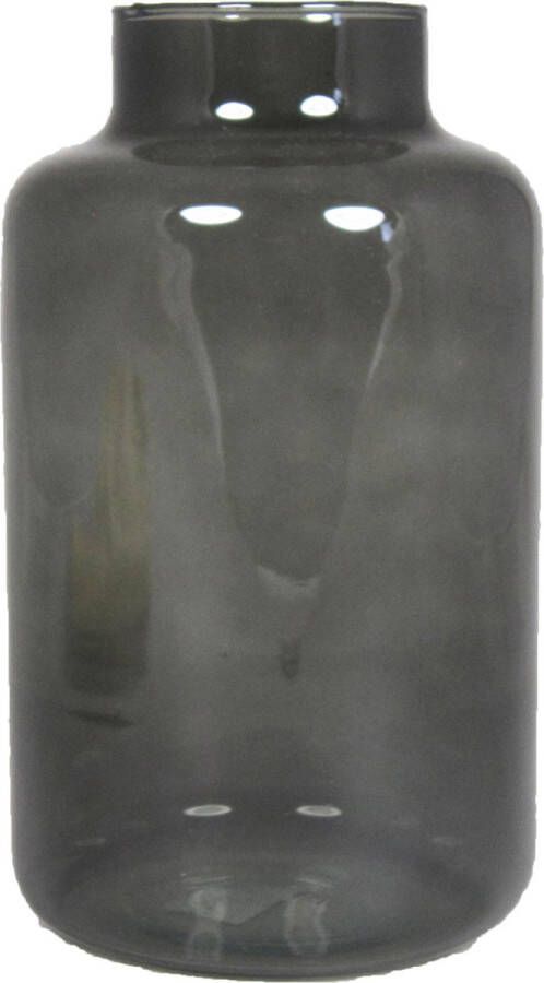 Bela Arte Bloemenvaas Milan transparant smoke grijs glas D15xH25 cm melkbus vaas met smalle hals Vazen