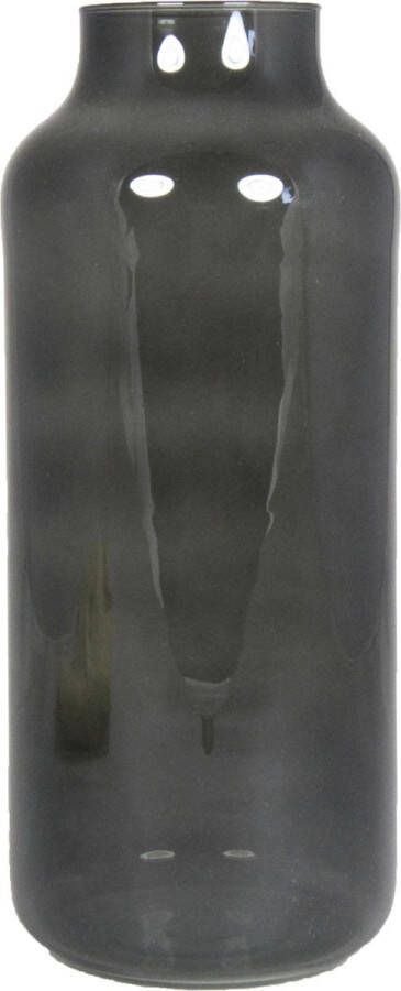 Bela Arte Bloemenvaas Milan transparant smoke grijs glas D15xH35 cm melkbus vaas met smalle hals Vazen