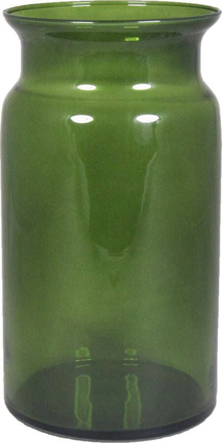 Floran Bloemenvaas Melkbus model olijfgroen transparant glas H29 x D16 cm
