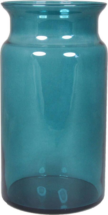 Floran Bloemenvaas Melkbus model turquoise blauw transparant glas H29 x D16 cm