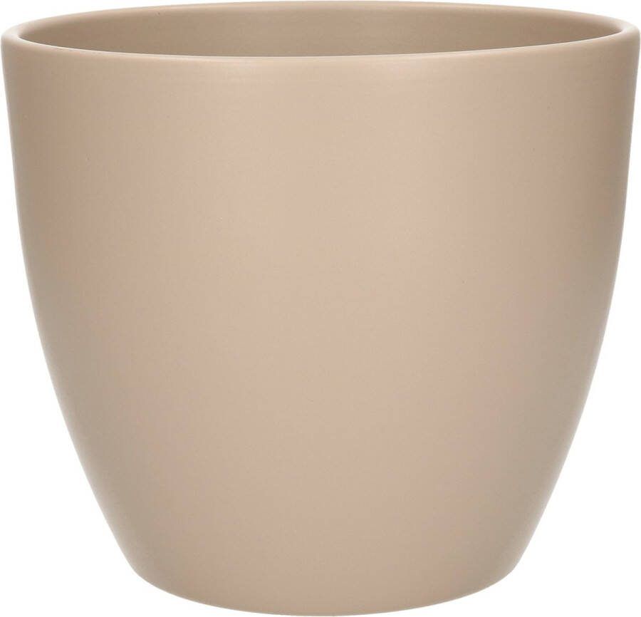 Floran Bloempot in kleur mat taupe keramiek voor kamerplant H17 x D19.5 cm- plantenpotten binnen