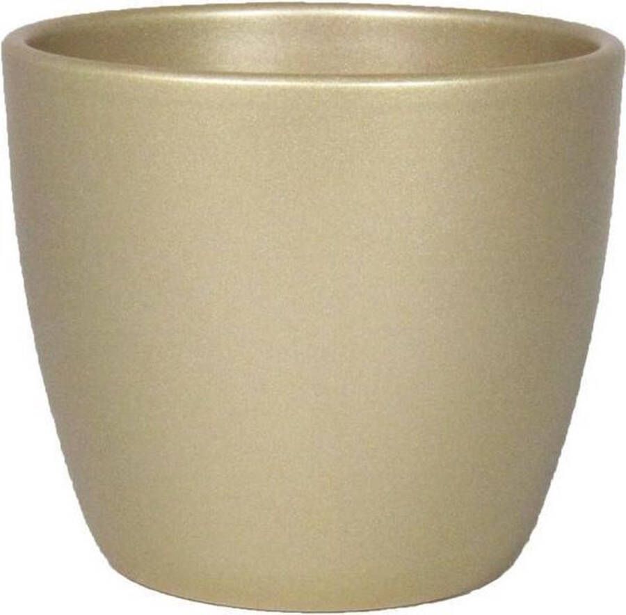 Floran Kleine bloempot plantenpot van keramiek in het parelgoud D10.5 en H8.5 cm Binnen gebruik Gladde afwerking