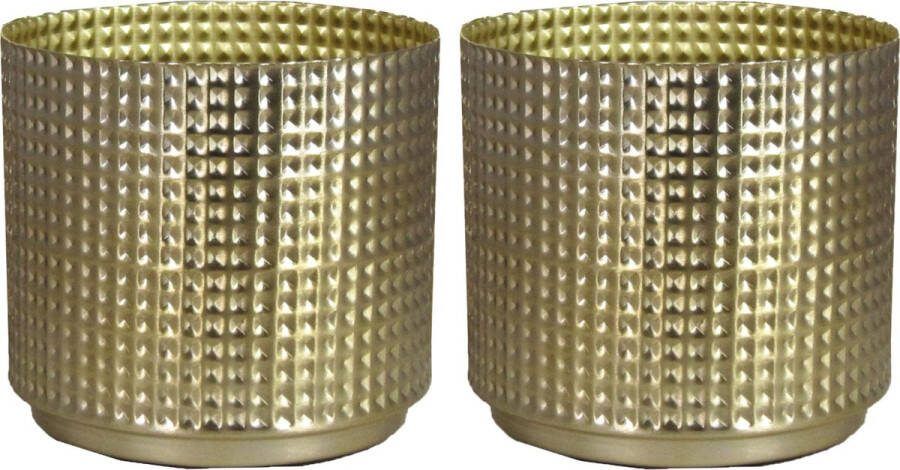 Floran Plantenpot Kavala 2x stuks goudkleurig D14 x H13 cm binnen gebruik bloempot