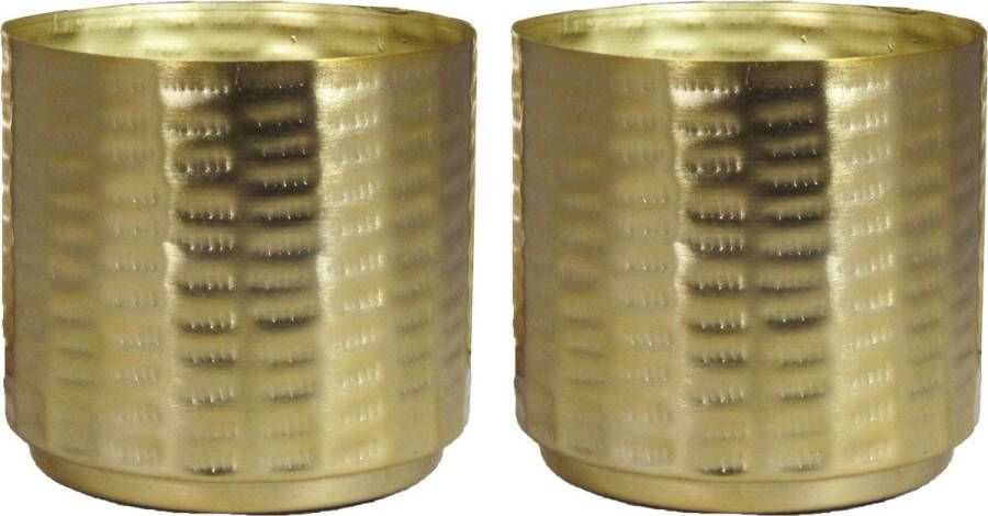 Floran Plantenpot Patras 2x stuks goudkleurig D14 x H13 cm binnen gebruik bloempot
