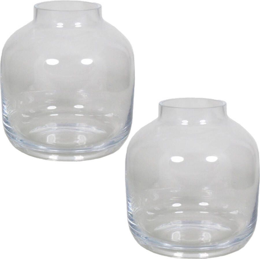 Floran Set van 2x stuks glazen vaas vazen Mensa 6 5 liter met smalle hals 19 x 21 cm Bloemenvazen van glas