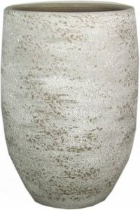 Floran Vaas of hoge plantenpot van keramiek in het grijs wit met diameter 26 cm en hoogte 40 cm Voor binnen gebruik