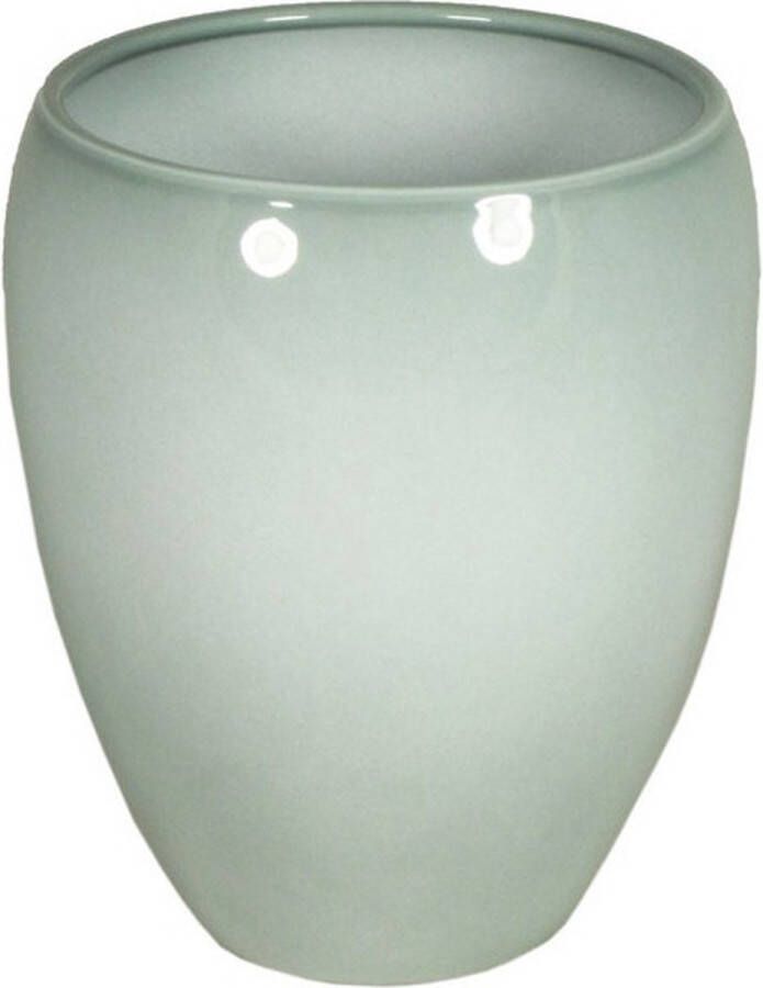 Floran Bloemen vaas vazen glanzend misty groen van keramiek D16 x H19 cmï¿½- Bloempot plantenpot bloemenvaas