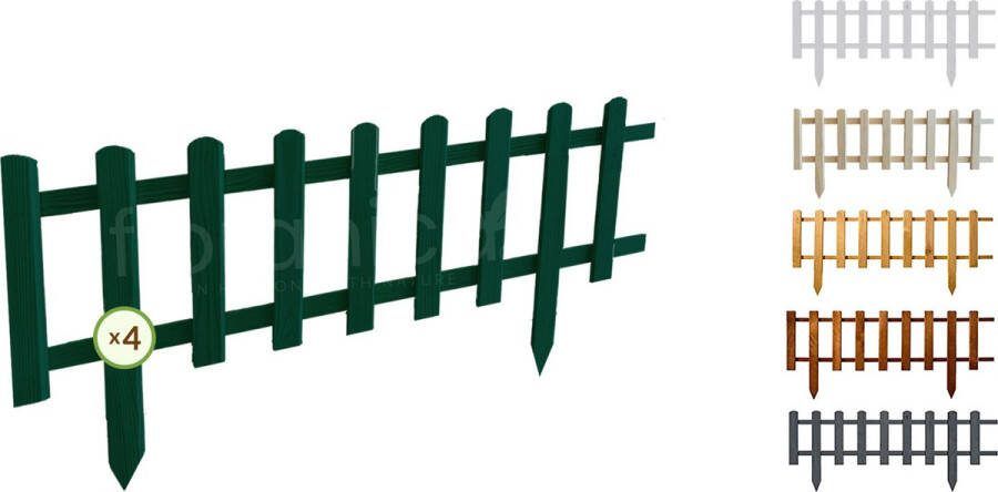 Floranica Grenen tuinhek Vampier houten hek insteekhek houten omheining tuinhekpanelen hekwerk voor bloemperken groentegewassen pad 4 stuks 104cm 40cm hoog Groen