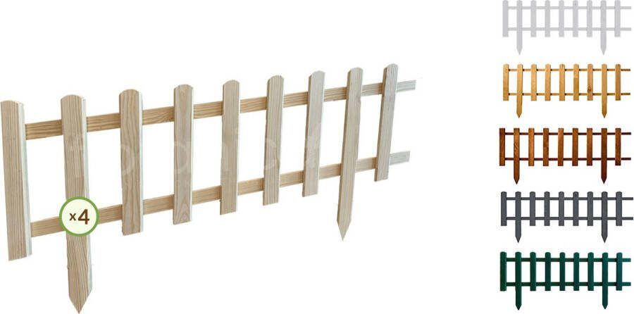 Floranica Grenen tuinhek Vampier houten hek insteekhek houten omheining tuinhekpanelen hekwerk voor bloemperken groentegewassen pad 4 stuks 104cm 30cm hoog Onbehandeld