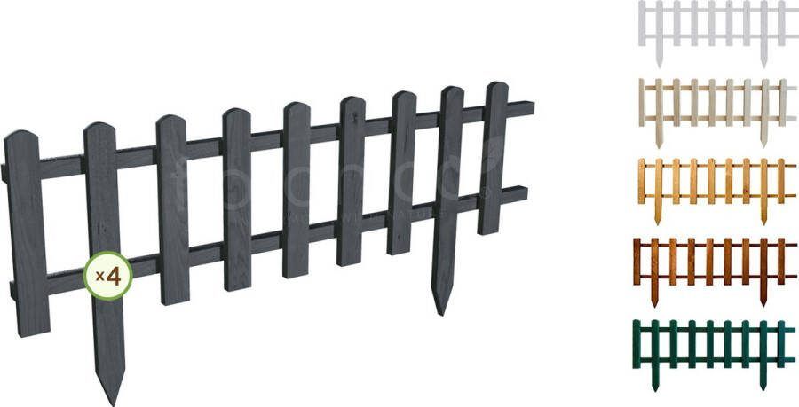 Floranica Grenen tuinhek Vampier houten hek insteekhek houten omheining tuinhekpanelen hekwerk voor bloemperken groentegewassen pad 4 stuks 104cm 40cm hoog Antraciet