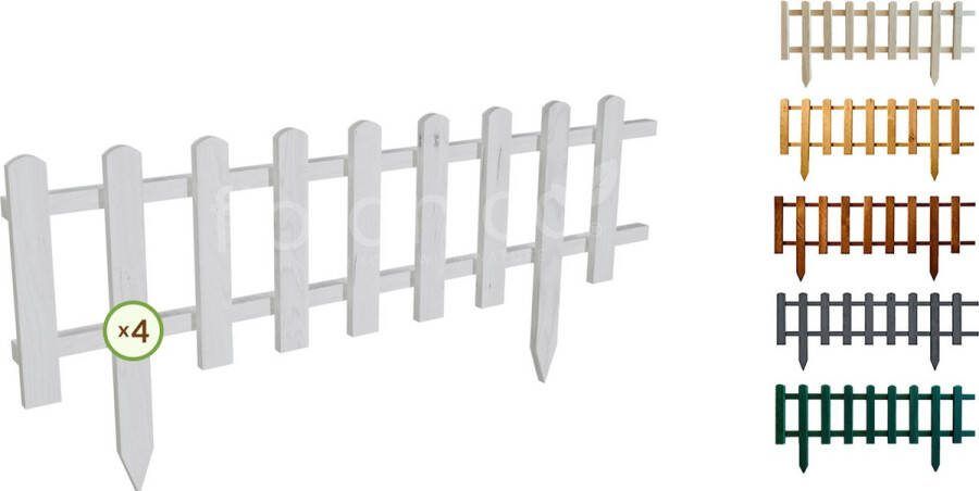 Floranica Grenen tuinhek Vampier houten hek insteekhek houten omheining tuinhekpanelen hekwerk voor bloemperken groentegewassen pad 4 stuks 104cm 40cm hoog Wit