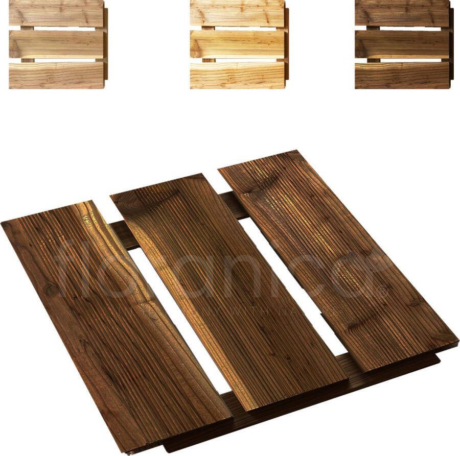 Floranica Houten terrastegels 2 5m2 28 stuks 30x30 cm Geïmpregneerd larikshout Bruin Sauna terras of balkonvloer Houten tuintegels Gefreesd oppervlak EU