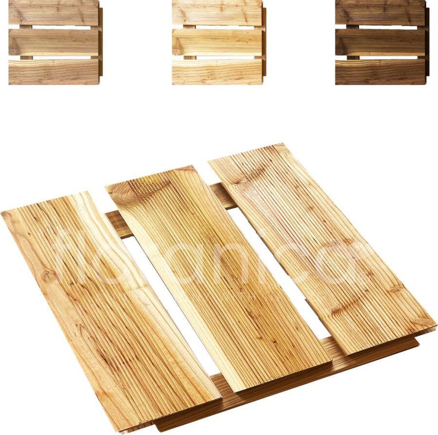 Floranica Houten terrastegels 2 5m2 28 stuks 30x30 cm Geïmpregneerd larikshout Natuurlijk Sauna terras of balkonvloer Houten tuintegels Gefreesd oppervlak EU
