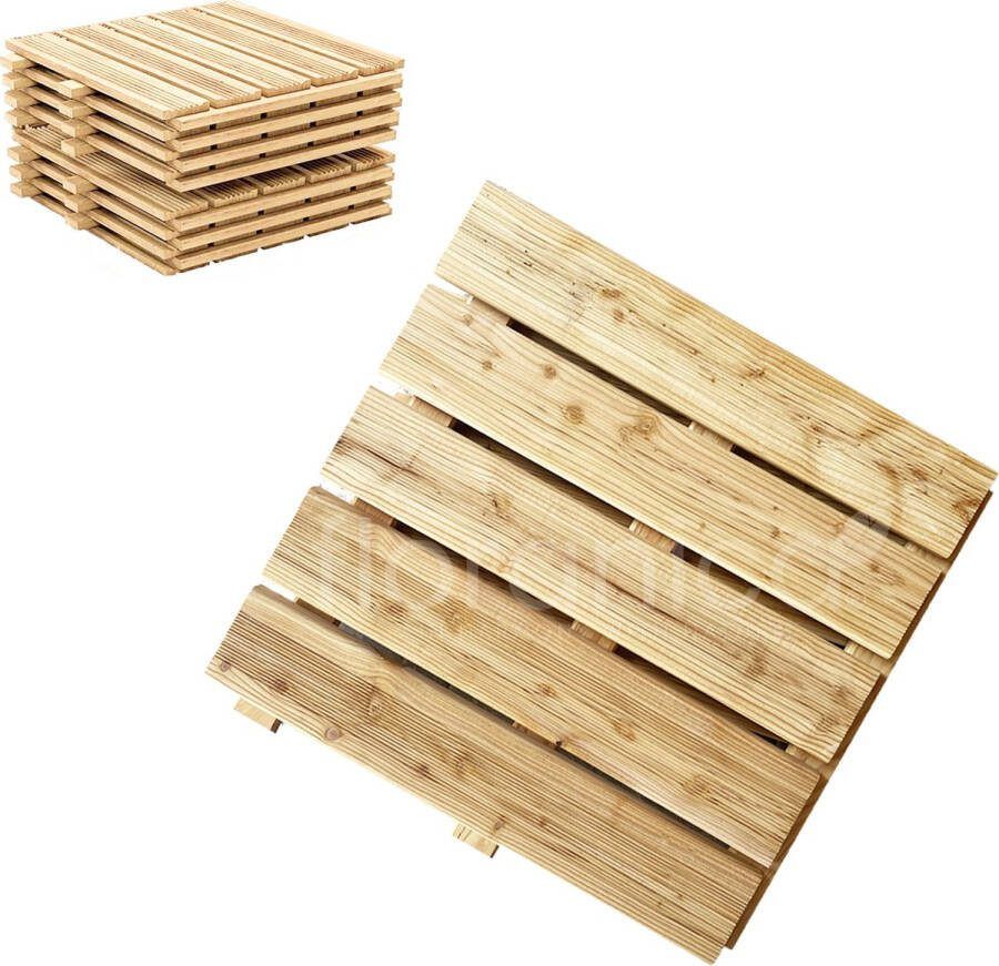 Floranica Houten terrastegels 5m2 20 stuks 50x50 cm Geïmpregneerd larikshout Natuurlijk Sauna terras of balkonvloer Houten tuintegels Gefreesd oppervlak EU