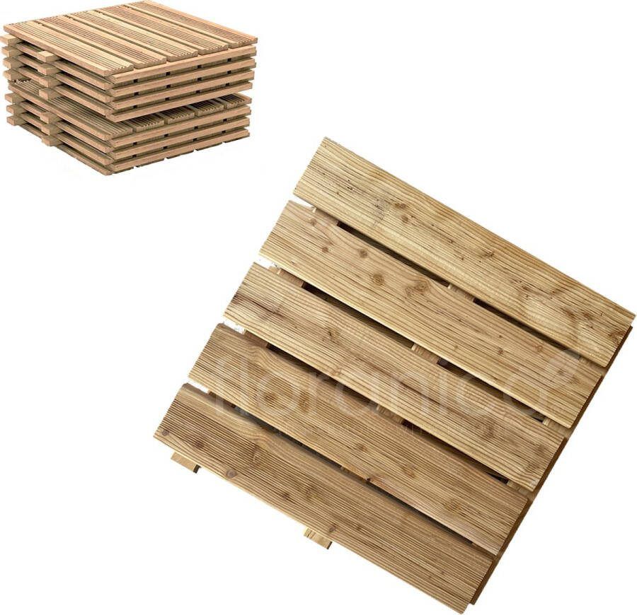 Floranica Houten terrastegels 5m2 20 stuks 50x50 cm Larikshout Onbehandeld Sauna terras of balkonvloer Houten tuintegels Gefreesd oppervlak EU