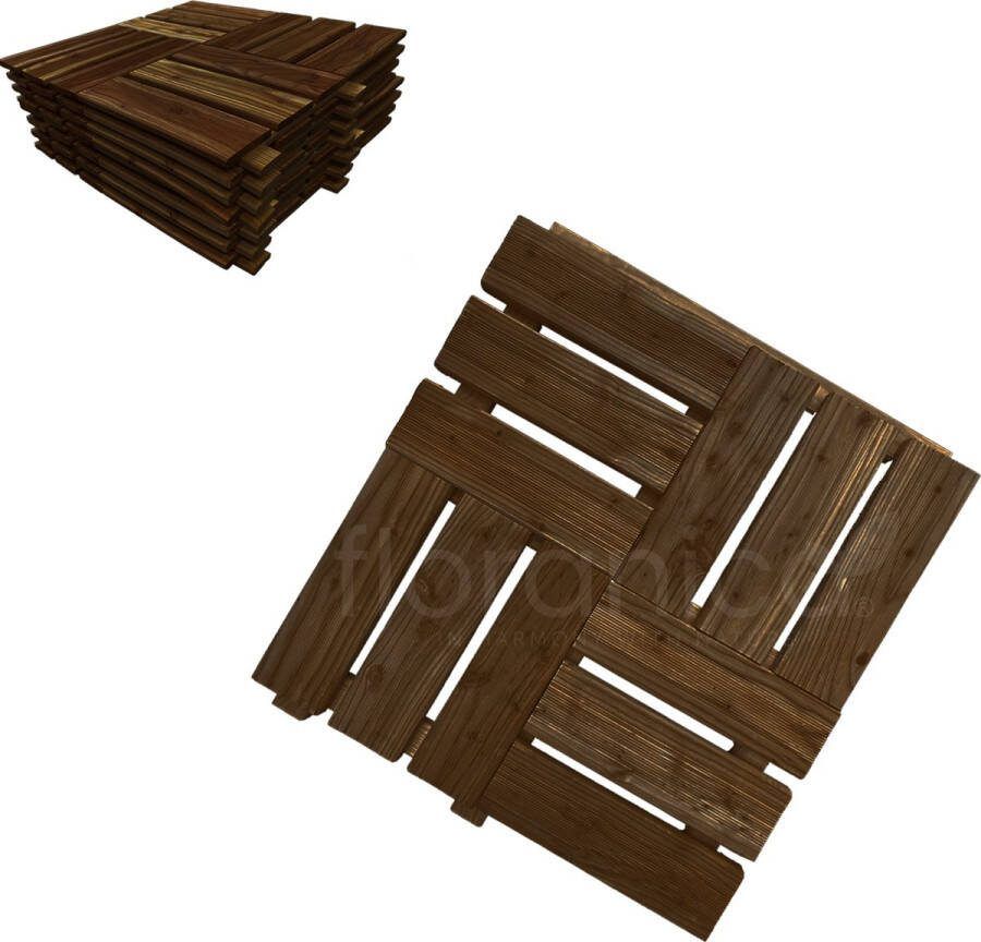 Floranica Houten terrastegels mozaïek 1 stuk 60x60 cm Tuintegels Lariks Bruine kleur Terrasvloer Terras Balkon Tuinterras Tuintegels Geïmpregneerd EU