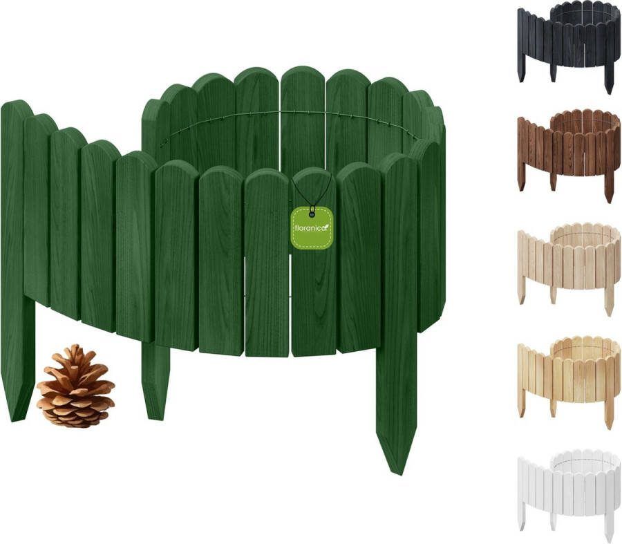 Floranica Rollborder Flexibele houten hek 100 x 10 cm Groen Dennenhout Tuinbedranding bedranddecoratie voor tuinafscheiding gazonrandafscheiding tuinafscheiding voor gazons