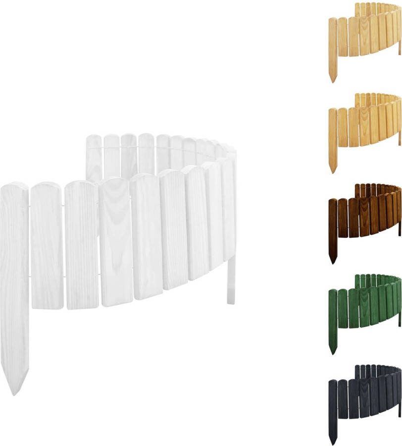 Floranica Rollborder Flexibele houten hek 100 x 30 cm Wit Dennenhout Tuinbedranding bedranddecoratie voor tuinafscheiding gazonrandafscheiding tuinafscheiding voor gazons