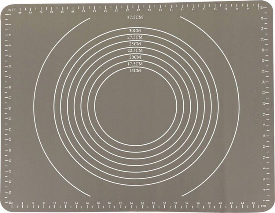 Floria Florina Anide siliconen bakmat deeg mat met maattabellen 49.7 x 39.7 cm taupe oprolbaar flexibel hittebestendig maataanduidingen