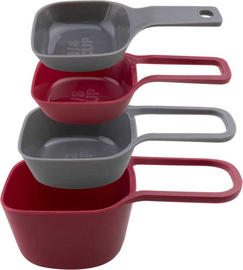 Florina multi smart maatlepel maat cups 60 80 125 en 250 ml rood grijs kunststof Ideaal voor Engelse en Amerikaanse recepten