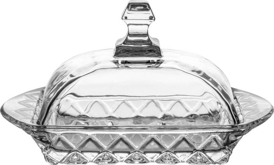Florina Taglio glazen botervloot boterschaal met prachtig reliëf 17 cm uniek design gemaakt van glas vaatwasser bestendig