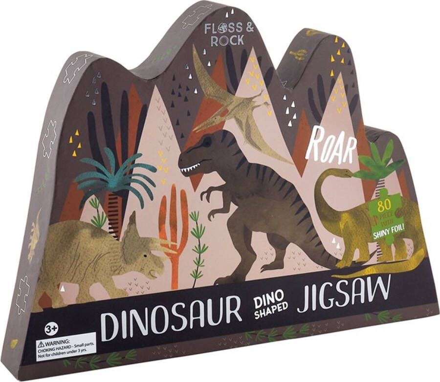 Floss & Rock Dinosaurus puzzel 80 stukjes 35 x 55 cm Multi