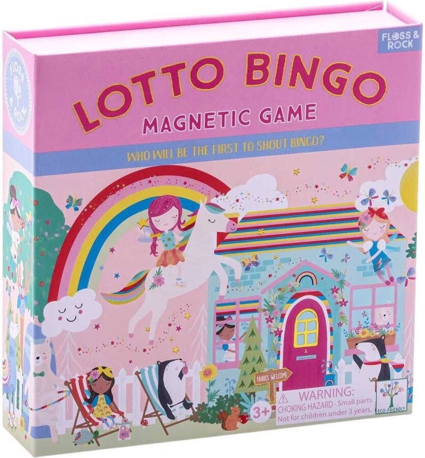 Floss & Rock Lotto Bingo spel Regenboog Elfje 17 x 17 x 4 cm Multi