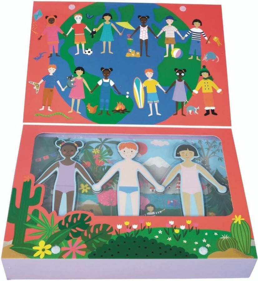 Floss & Rock Magnetische Aankleedpoppen Kinderen van de Wereld 30 x 21 5 x 5 cm