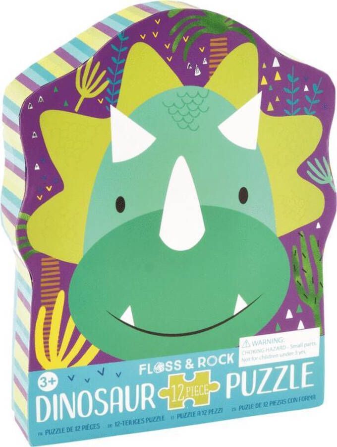 Floss & Rock Puzzel Dino 12 stukjes 35 x 18 cm Multi